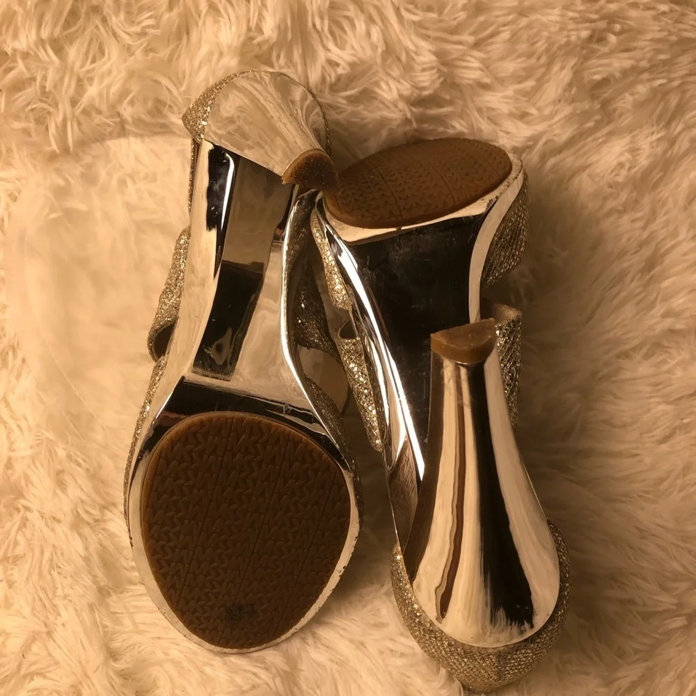 Michael Kors Silver Glitter High Heel Sandals
